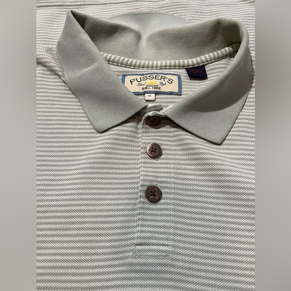 Pusser’s Island Style Green Striped Polo Golf Business Casual Shirt sz XL - Picture 10 of 10